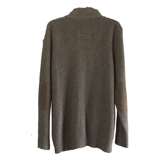 Joseph Abboud Brown Wool Sweater Cardigan Mock Neck Elbow Patch Long Sleeve Coat - Picture 2 of 12